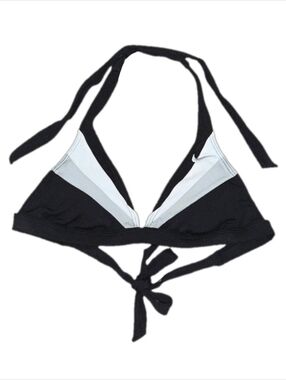 Vintage Nike Black and White Halter Bikini Top Striped Signature Swoosh XS | EUC